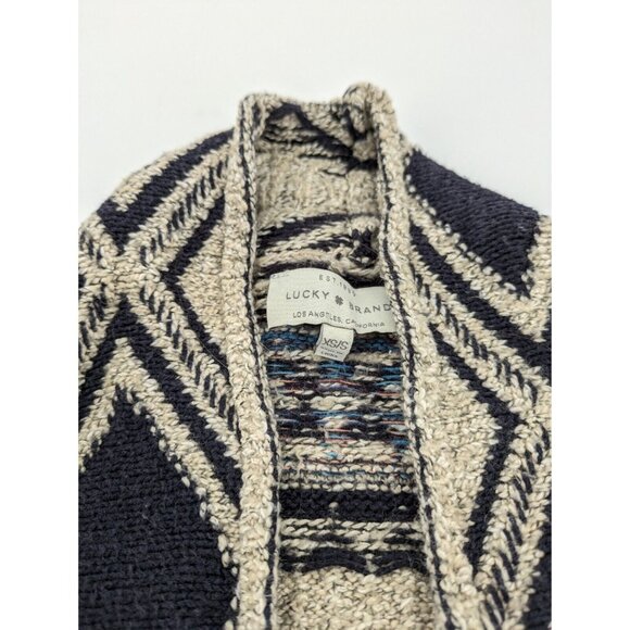 Lucky‎ Brand Cardigan Womens XS/S Oatmeal Southwestern Open Front Knit Sweater - Picture 5 of 8